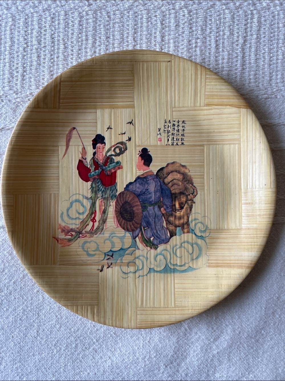 Vintage Decorative Bamboo Plates - Set of 6 (Natural Tan) - Picture 7 of 10